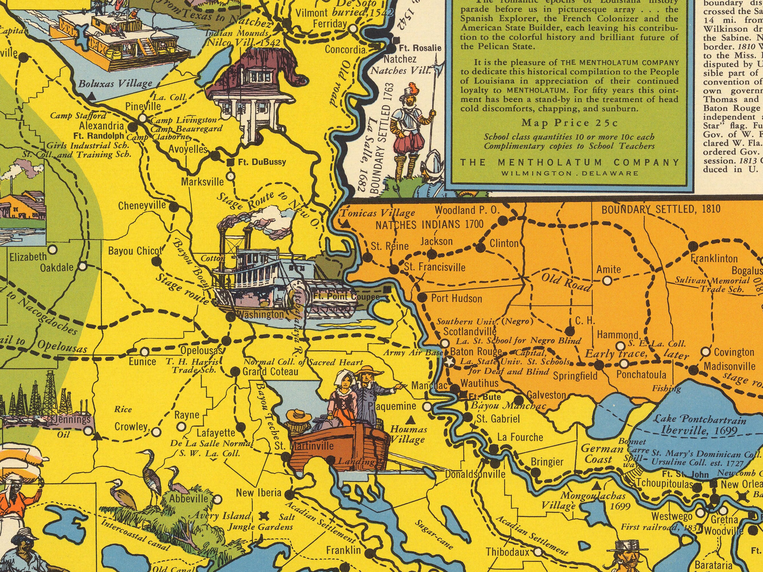 Vintage Louisiana Map 1941 Old Pictorial Map New Orleans Antique Print ...