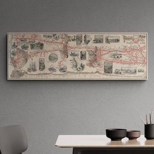 Ancienne carte des chemins de fer de l'Union Pacific des lignes de raccordement, 1888, histoire du chemin de fer californien, Nevada, Wyoming, Nebraska, art mural, affiche imprimée ancienne