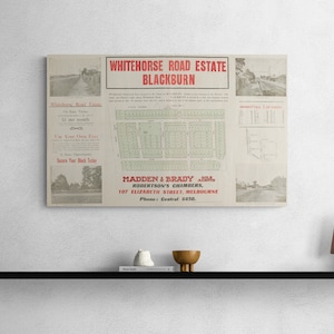 Whitehorse Road Estate Blackburn Melbourne Vintage Estate Map 1924 Street Map Poster Wall Art Home Decor Gift