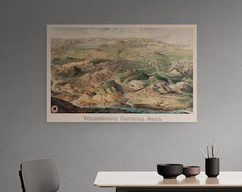 Vintage Yellowstone National Park Map Poster: 1904 Northern Pacific Travel Art