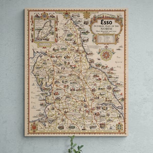 Vintage Map Lake District 1933 Old Pictorial Map Antique Illustrated Print Esso Poster Northern England Wall Art Retro Home Decor Gift