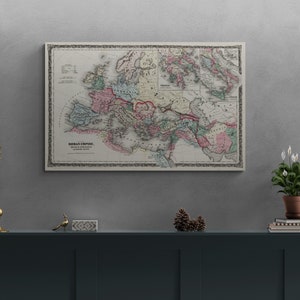 Carte de l'empire romain Romanorum impérial ancienne carte de l'empire romain impression antique affiche murale art déco rétro cadeau Rome petit ami cadeau