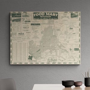 Póster vintage de El Paso, Texas, 1950: impresión de arte mural retro de EE. UU., decoración de mapas antiguos de Estados Unidos, regalo histórico de Texas para el hogar o la oficina.