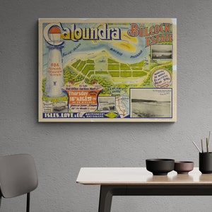 Carte vintage Caloundra Queensland 1917 Bulcock Estate vente carte vintage rues vieille carte Sunshine Coast Art mural rétro décoration cadeau