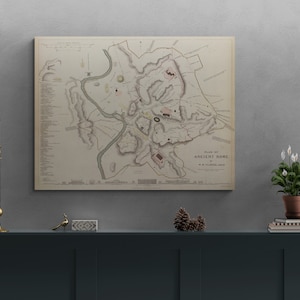 Plano de la antigua Roma, mapa vintage del Imperio romano, historia italiana, calles, mapa antiguo, impresión, póster para aula, cafetería, arte de pared, decoración retro para el hogar, regalo