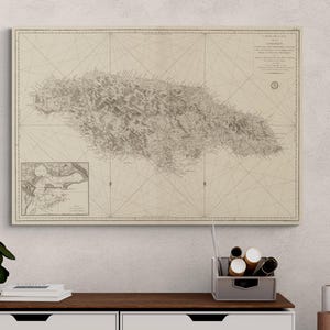 Pôster vintage com mapa da Jamaica de 1799 – Impressão de carta náutica topográfica de Kingston, arte de parede caribenha antiga, decoração retrô, presente para amantes da história