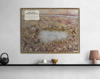 Map of Lake Tahoe and Surrounds Vintage 1945 Sierra Nevada California American Lakes Carson City Reno Old Map Poster Wall Art Retro Print