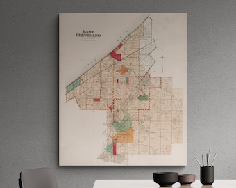 Vintage East Cleveland Map Print: 1892 Antique Ohio Property Owners