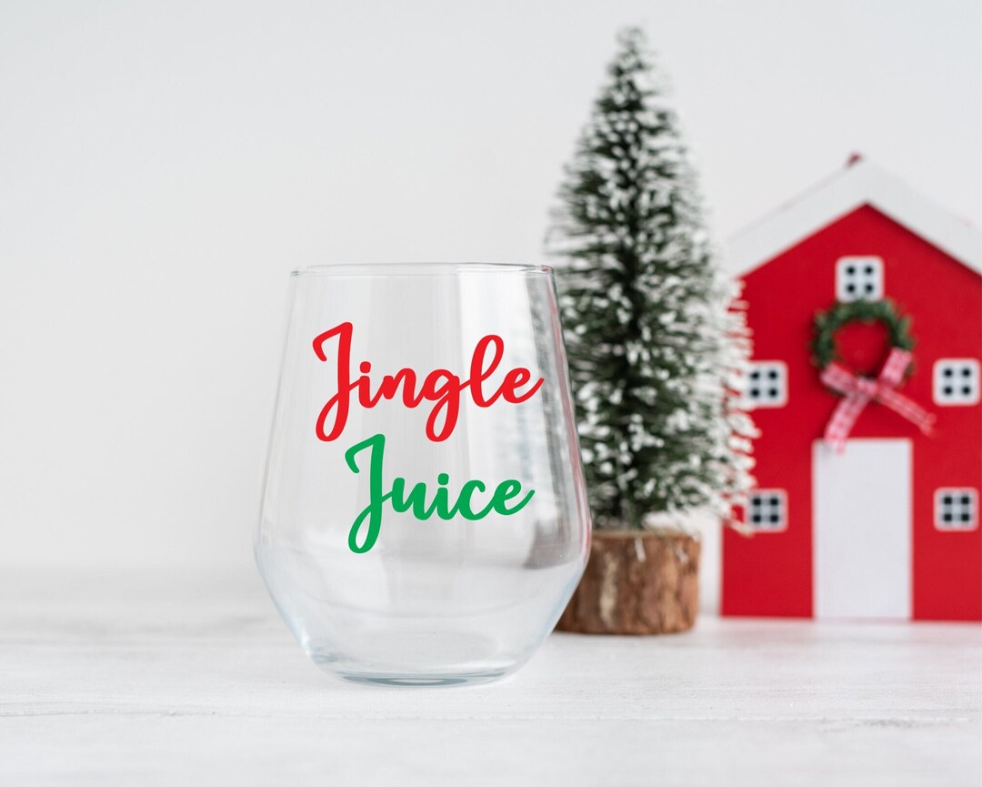 Jingle Juice Christmas Wine Glasses Red and Green Wine Etsy