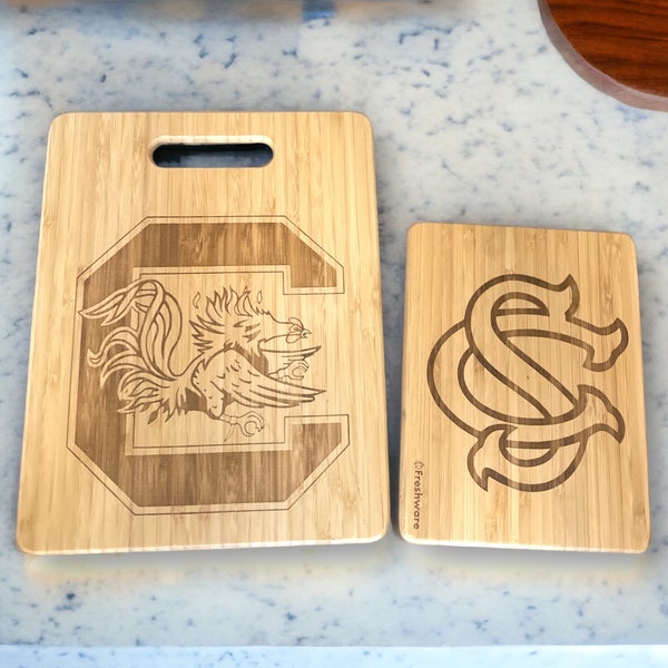 University of South Carolina gamecocks Laser Engraved Cutting board set, charcuterie board, serving tray