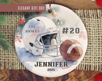 Personalized Football Ornament, Custom Football Christmas Ornament for Football Player Ornament Football Team Keepsake Football Ornament