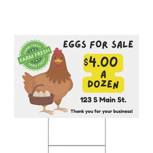 Farm Fresh Eggs for sale Sign, Custom Outdoor yard Sign, Farmhouse Decor, Egg Sign, chicken Coop Sign, Farmers Market Sign