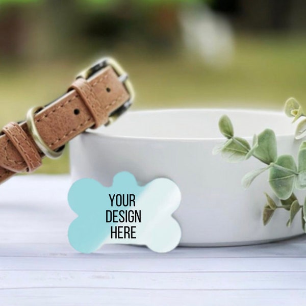 Dog Tag PNG Mockup, Bone Shape Dog Tag mockup, Add your own image or design, sublimation tag