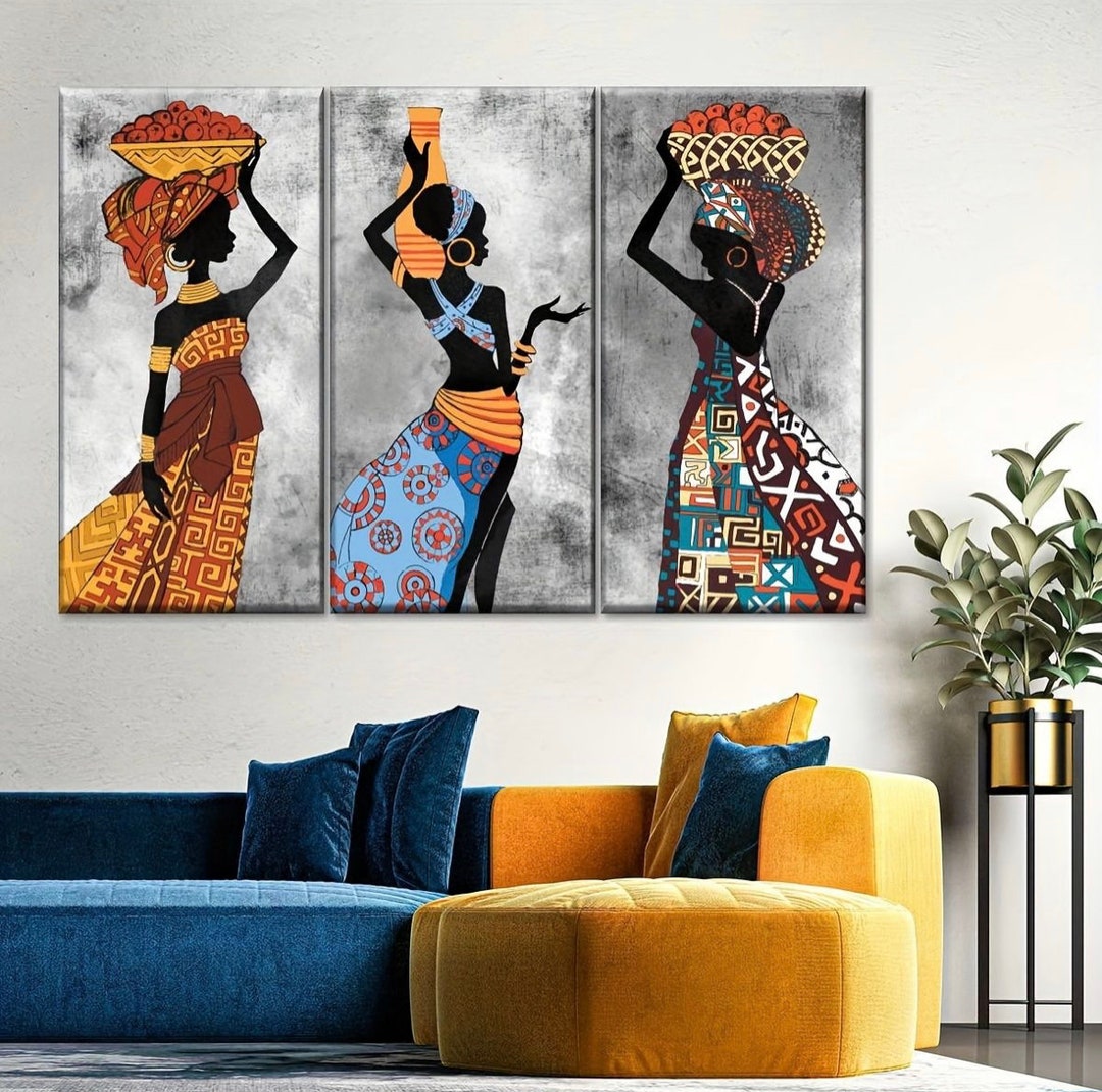 Colourful African Woman Wall Art Prints Wall Decor 3 Pieces Etsy