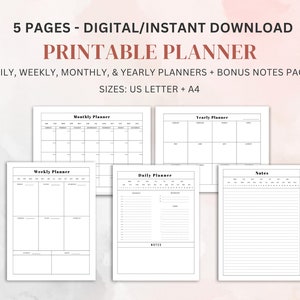 Printable Productivity Planner Bundle Daily Weekly Monthly Yearly With ...