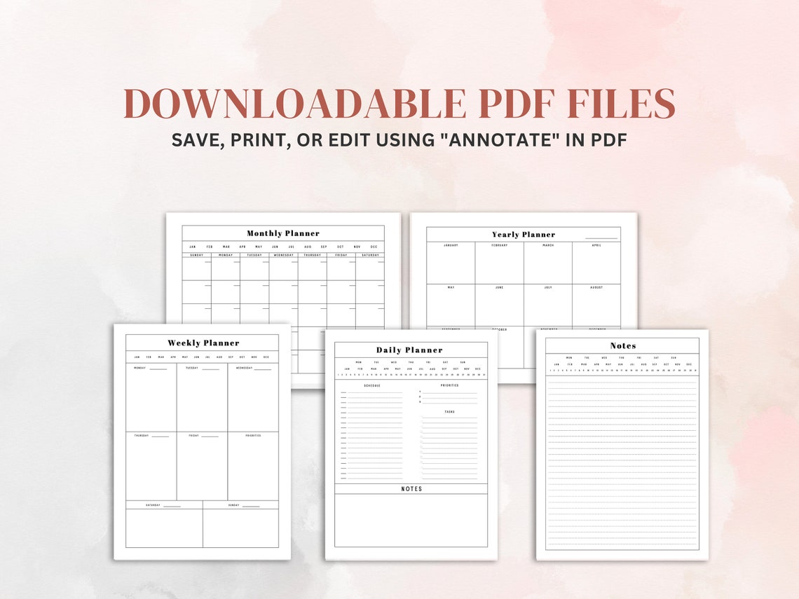 Printable Productivity Planner Bundle Daily Weekly Monthly Yearly With ...