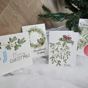 Pacote com 4 cartões de Natal em aquarela
