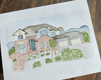 Custom Watercolor Home Painting Card