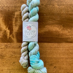 Yarn Destash - Rose Hill Yarns 1/2 Skein Sock Set | Sea Foam, Sea Glass - Fingering Weight