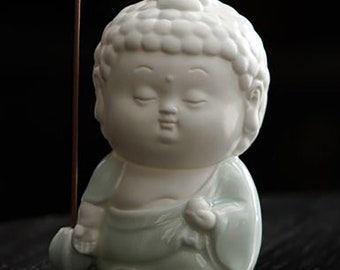 Mini Ceramic Buddha Statue: Zen Incense Holder
