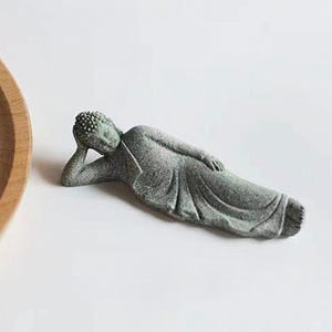 Mini liegende Buddha-Statue | Buddha Sandstein Skulptur | Zen-Statue | Kleine Zen Statue |