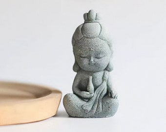 Mini Sandstone Avalokitesvara Statue: Tiny Zen Garden Decor