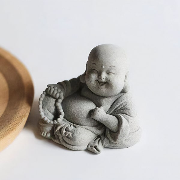 Mini Laughing Buddha Statue | Buddha Sandstone Sculpture | Zen Statue | Tiny Zen Garden Statue |
