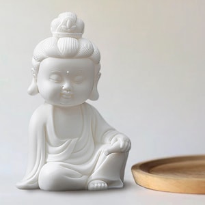 Mini Meditating Bodhisattva Statue | Buddha Ceramic Sculpture | Zen Statue | Tiny Zen Garden Statue |