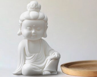 Mini Ceramic Buddha Statue: Meditating Zen Garden Decor