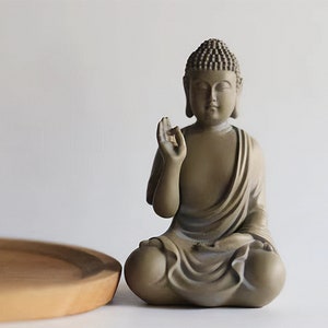 Mini Plastic Buddha Statue: Lotus Position, Vitarka Gesture