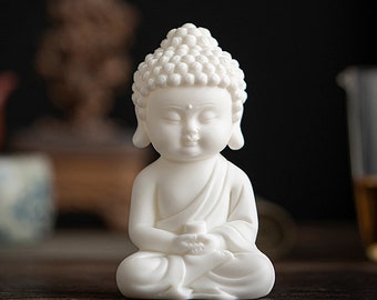 Mini Ceramic Meditating Buddha Statue: Zen Garden Decor