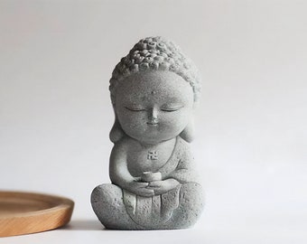 Mini Sandstone Buddha Statue: Meditating Zen Garden Sculpture