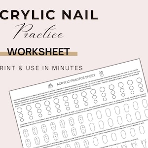 Acrylic Practice Sheet, Nail Liquid & Powder Workbook, Acrylic Mix Ratio Sculpting Worksheet, Nail Tech Practice, Printable Nail Tools
