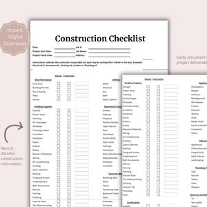Building Construction Checklist Printable, General Contractor Checklist ...