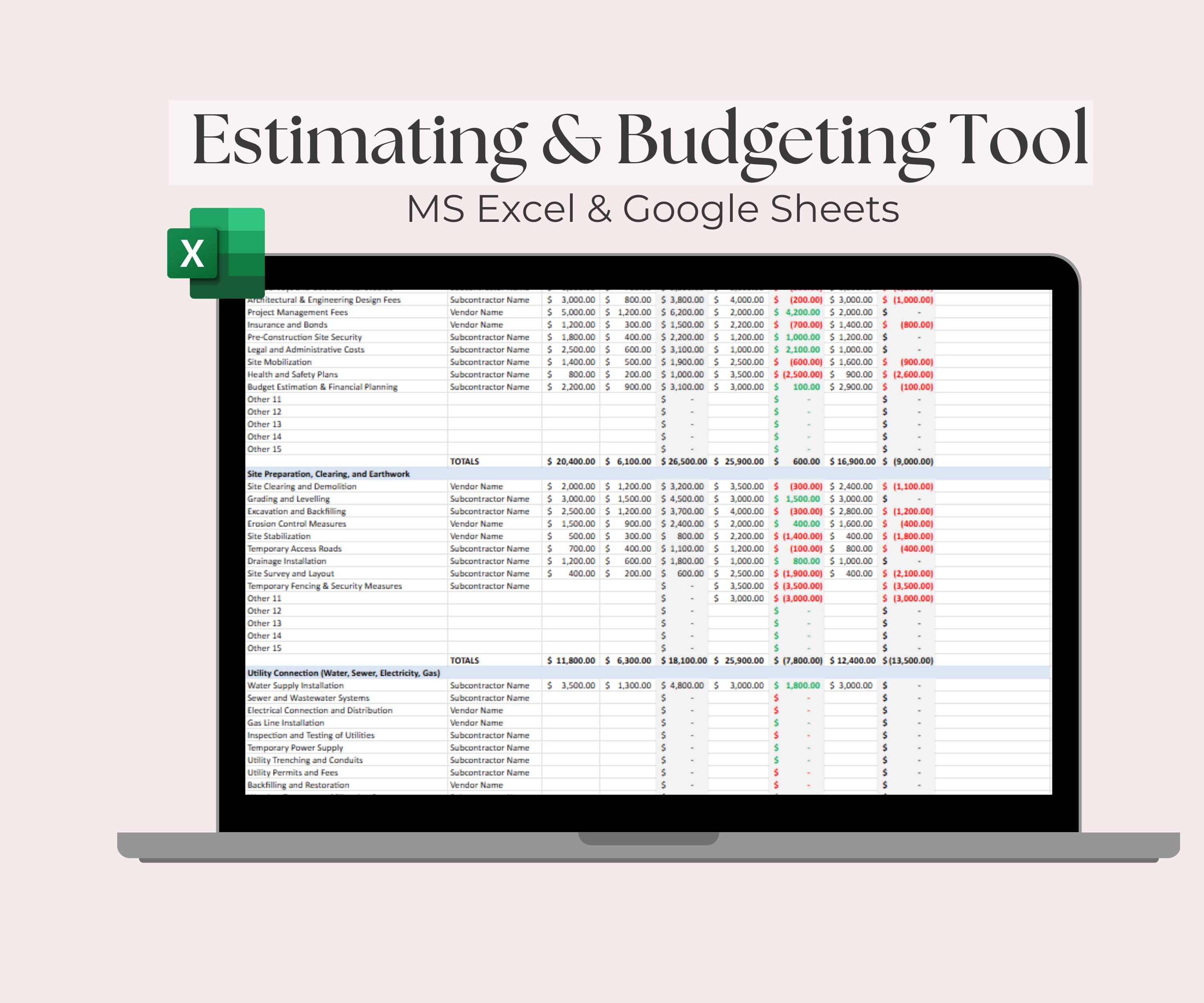 Project Estimate Tracker Template