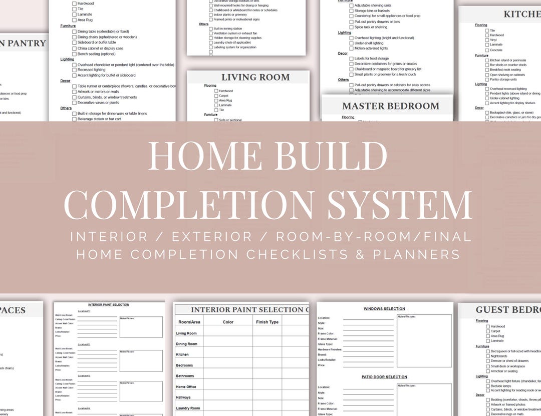 Printable + Editable Home Build Completion System Checklists & Planner ...