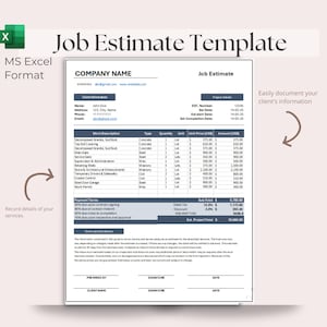 Job Estimate Template, Construction Proposal, General Contractor Estimate, Job Quote, Work Estimate, Handyman Estimate,Construction Estimate