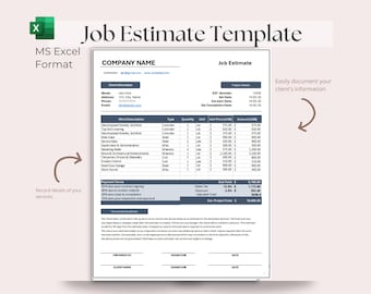 Modèle d'estimation de travaux d'entrepreneur : proposition de construction imprimable au format Excel