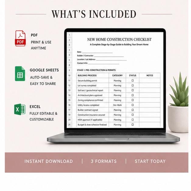 New Home Construction Checklist | Home Building Planner PDF Google ...