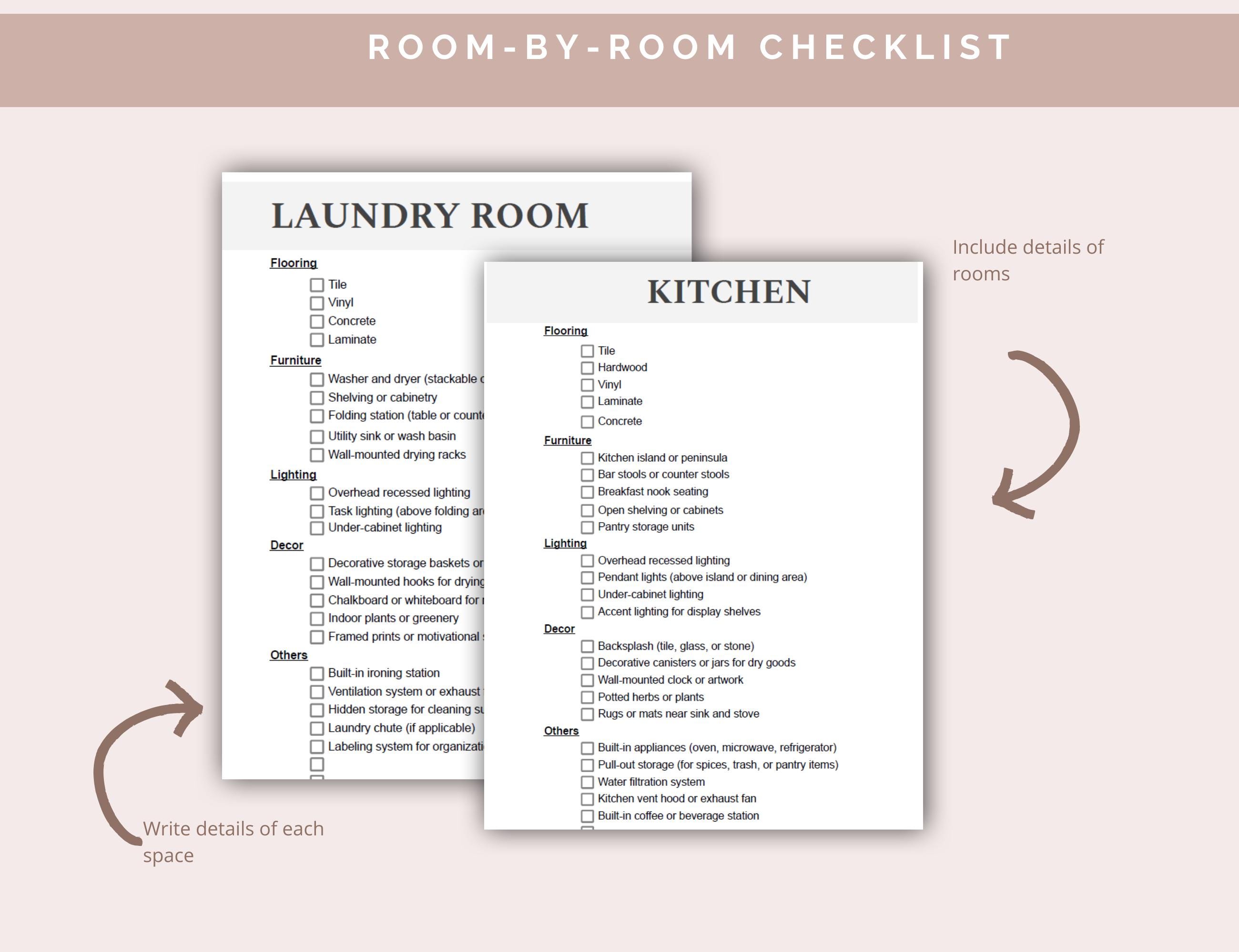 Interior Design Checklist: Room-by-room Home Planner (digital Download ...