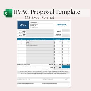 HVAC Estimate Proposal Template: Contractor Quote Form (Excel File)