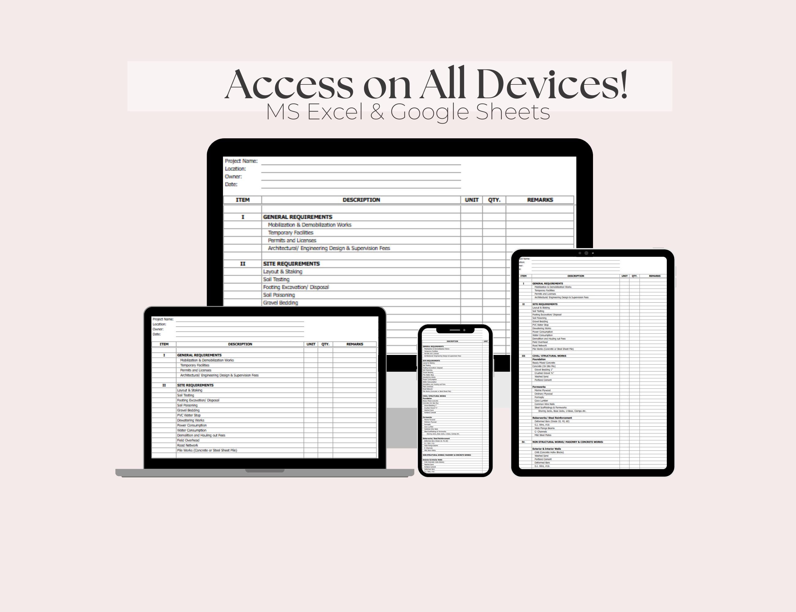Construction Materials Checklist: Home Building Planner (excel & Google ...