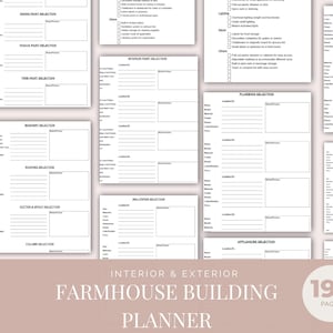Farmhouse Building Planner, New Construction Home Design Selection Planner, House Construction, Contractor Checklist, Renovation Planner