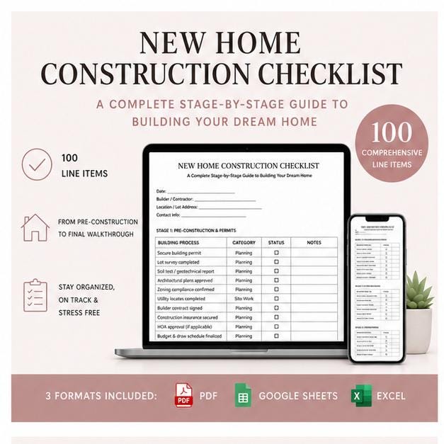 New Home Construction Checklist | Home Building Planner PDF Google ...
