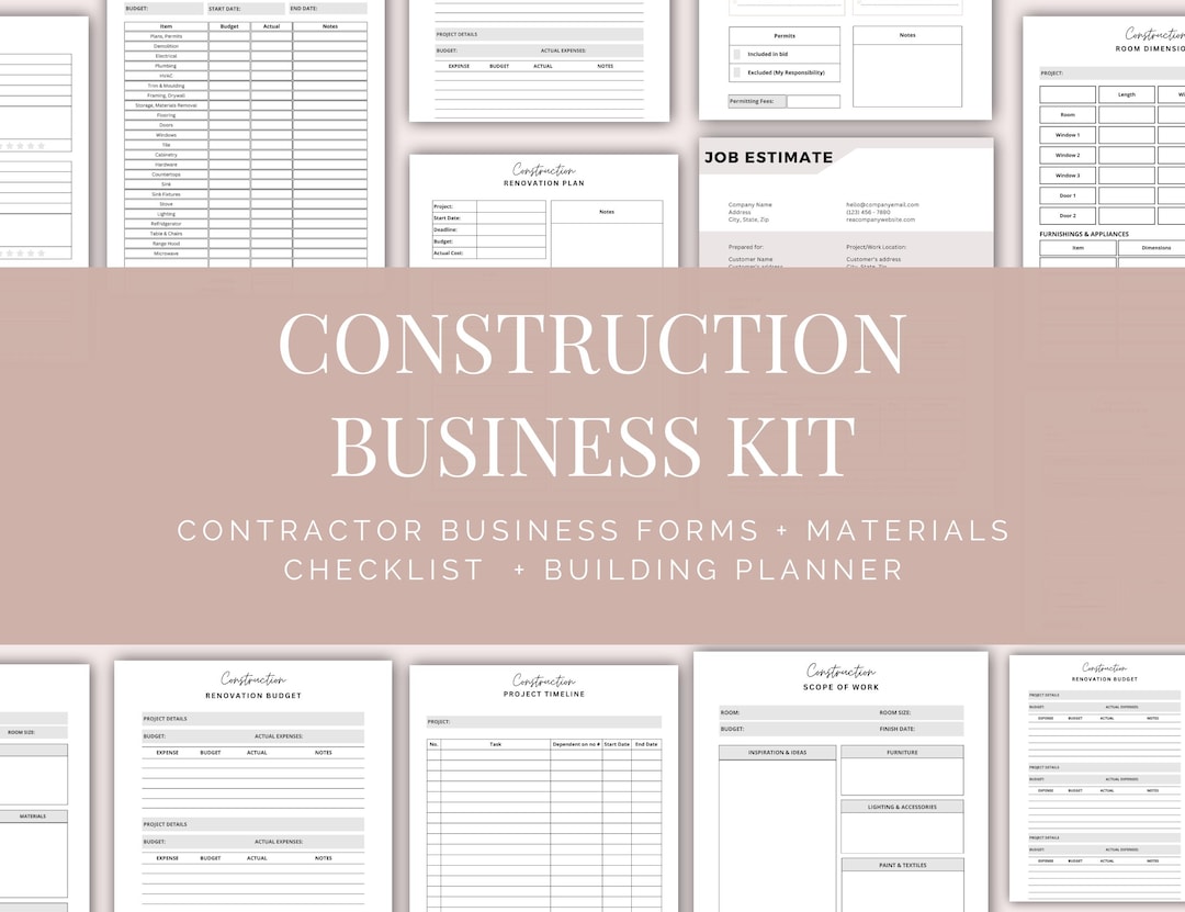 Construction Business Kit | Contractor Forms & Build Planner (editable ...