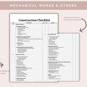 Building Tools Checklist Construction Materials Checklist: Home Building Planner (excel & Google ...