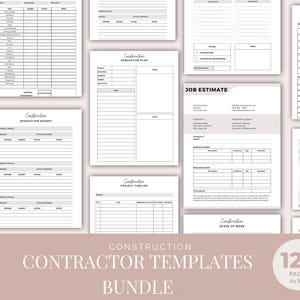 Bearbeitbares Generalunternehmer Bau Business Forms Template Bundle Druckbare Subunternehmer Bauvertragsvereinbarungsformulare