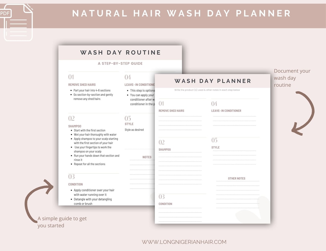 Natural Hair Wash Day Planner | Hair Wash Day Planning Sheet | Wash Day ...
