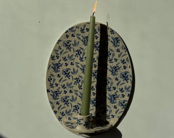 Large Hand-Built Ceramic Wall Candle Sconce