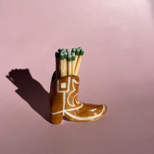 Tan Cowboy Boot Match Holder and Striker